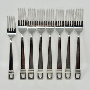 Farberware Lorena Pierced 7 Dinner Forks + 1 Salad Fork Stainless Flatware 8 Pcs